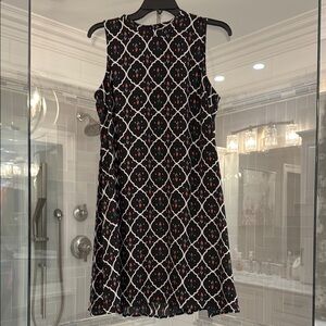 Elegant Black Patterned Sleeveless Dress